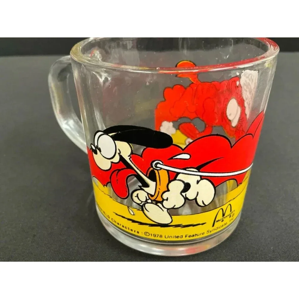 Vintage Garfield & Odie Set of 4 McDonalds 1978 Collectible Glass Mugs Cups Coll